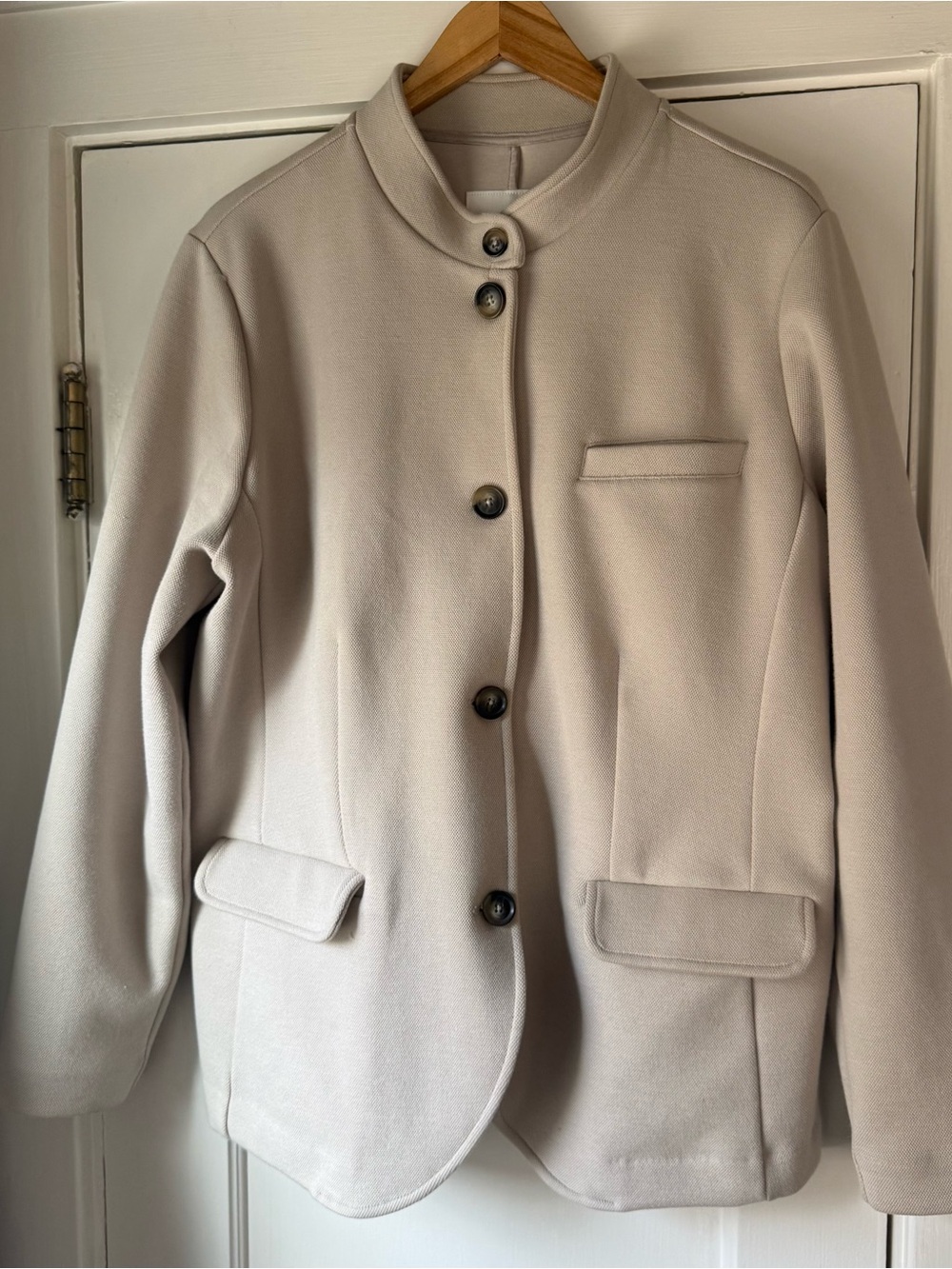 Banana Republic Cream Tan Stand-Collar Button Jacket Size XL